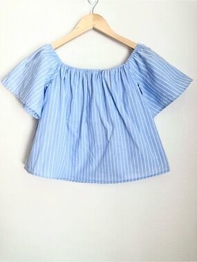 Express Women’s Blue & White Striped Off-Shoulder Blouse Size XS